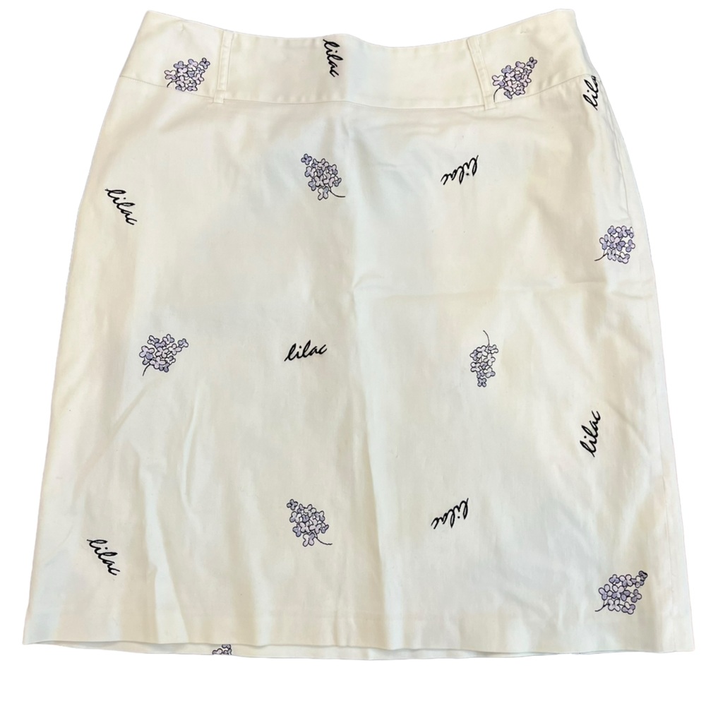 2/$15Sandra Skirt Women's Size 8 White Short Pencil Lilac Floral Workwear Career